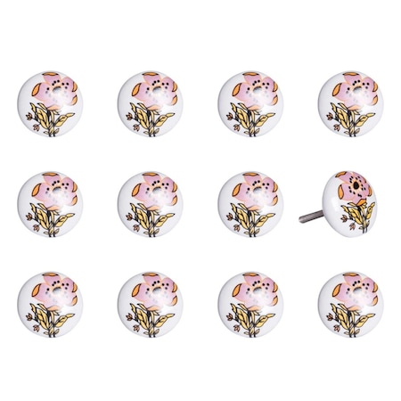 Decoracion K000020 Knob It - White Yellow & Pink, 12PK DE3086684